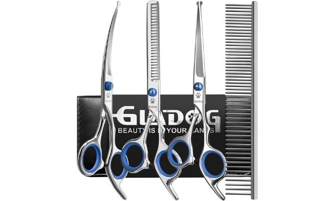 GLADOG Professional 5-in-1 Dog Grooming Scissors Kit