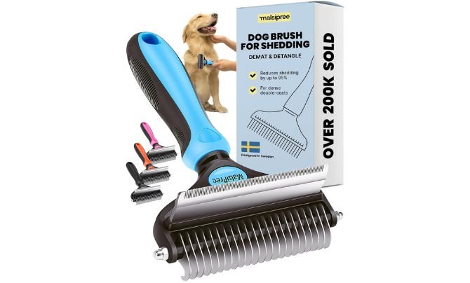 MalsiPree 2-in-1 Dog Brush for Shedding