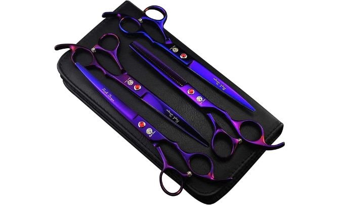 Purple Dragon 7.0-Inch Professional Dog Grooming Scissors Kit