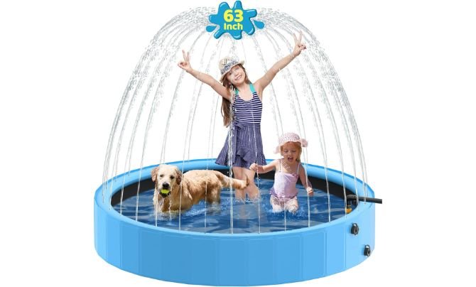 Raxurt Dog Pool with Sprinkler – Best 2-in-1 Collapsible Dog Pool for Playful Pets