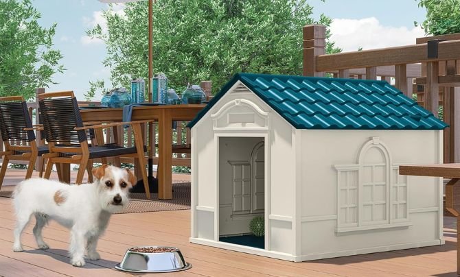 Suncast Deluxe Dog House for Dogs up to 100 Pounds