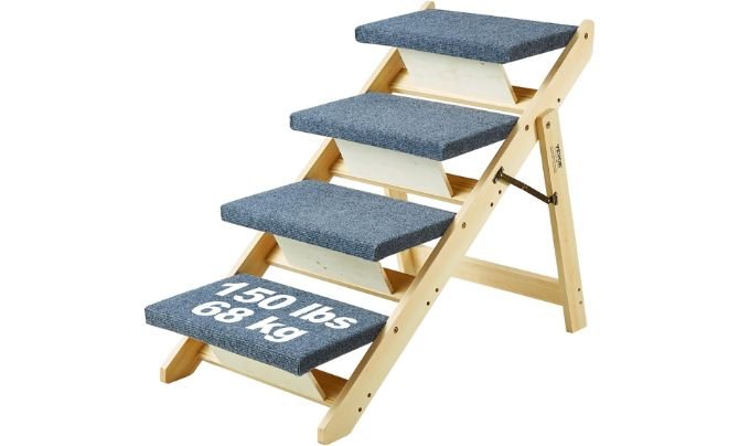 VEVOR 2-in-1 Foldable Wooden Dog Stairs