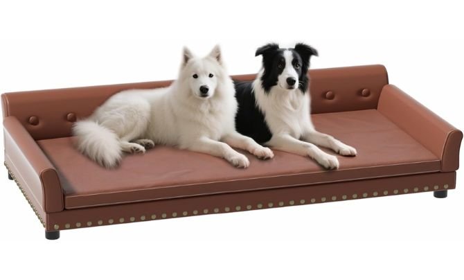 BingoPaw Large Leather Dog Sofa Bed – Best Leather Dog Bed for Giant Breeds