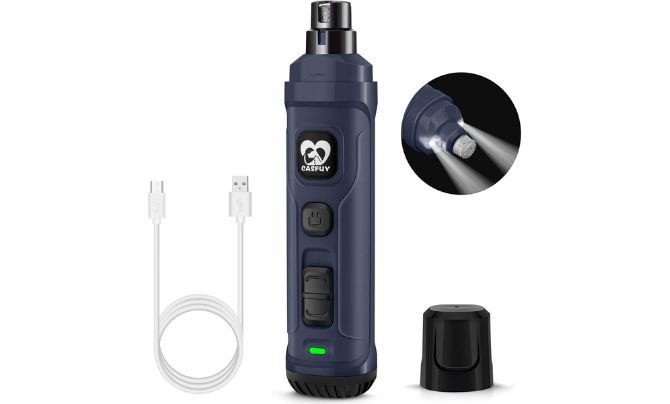 Casfuy Dog Nail Grinder with 2 LED Lights