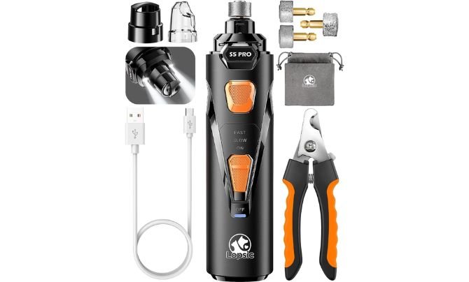LOPSIC Dog Nail Grinder with 2 LED Lights