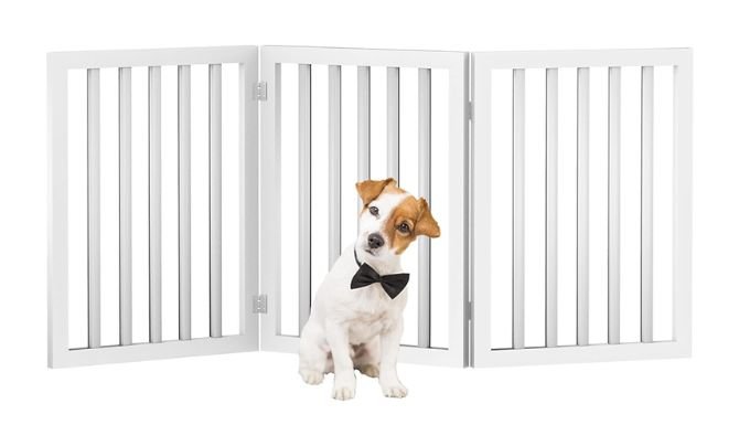 Pet Gate - 3-Panel Indoor Foldable Dog Fence for Stairs