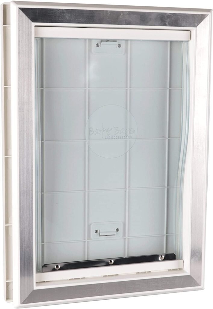 BarksBar Large Plastic Dog Door with Aluminum Lining and Soft Vinyl Flap