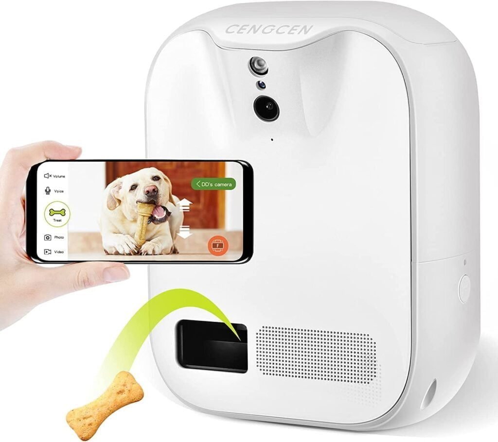 CENGCEN Pet Monitoring Camera Dog Treat Dispenser Two-Way Audio HD WiFi Dog Camera with 130° View