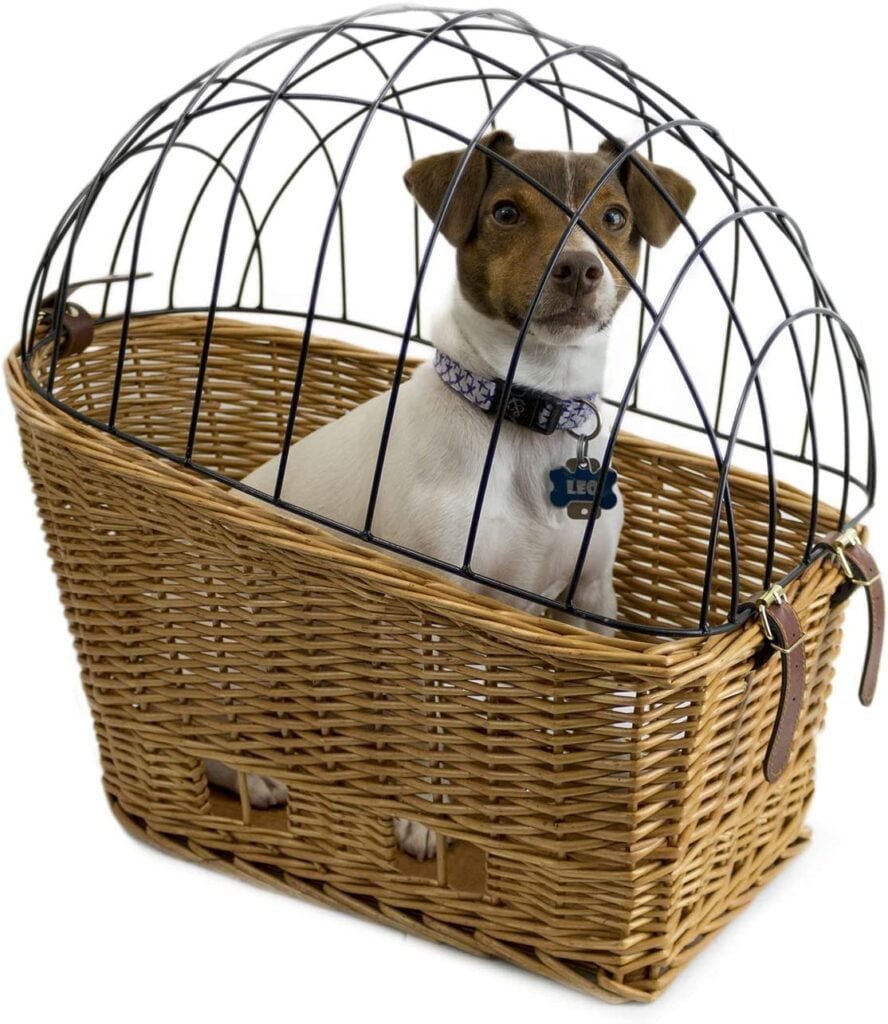 Cape May Large Rear Mount Willow Bicycle Basket for Dogs, Cage and mounting Bracket Included