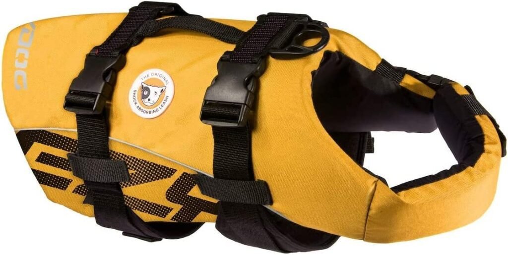 EzyDog Premium Doggy Flotation Device (DFD) - Adjustable Dog Life Jacket Preserver with Reflective Trim (Large, Yellow)