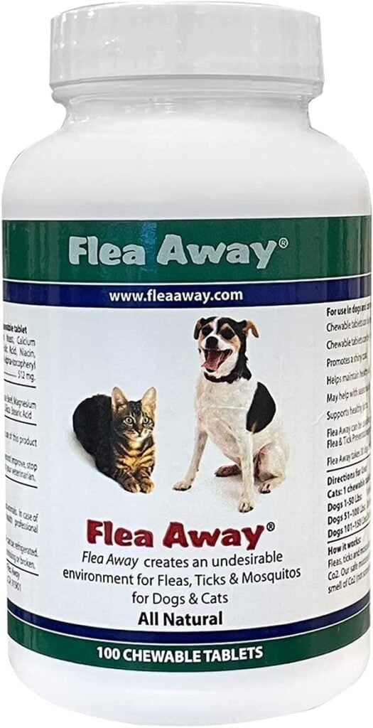 Flea Away All Natural Supplement for Fleas, Ticks, and Mosquitos Prevention for Dogs and Cats