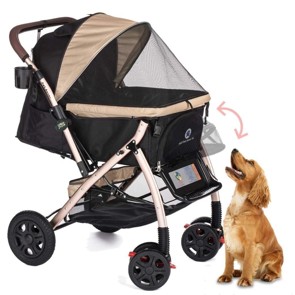 HPZ Pet Rover XL Extra-Long Premium Heavy Duty Pet Stroller Travel Carriage for Small, Medium, Large Pets