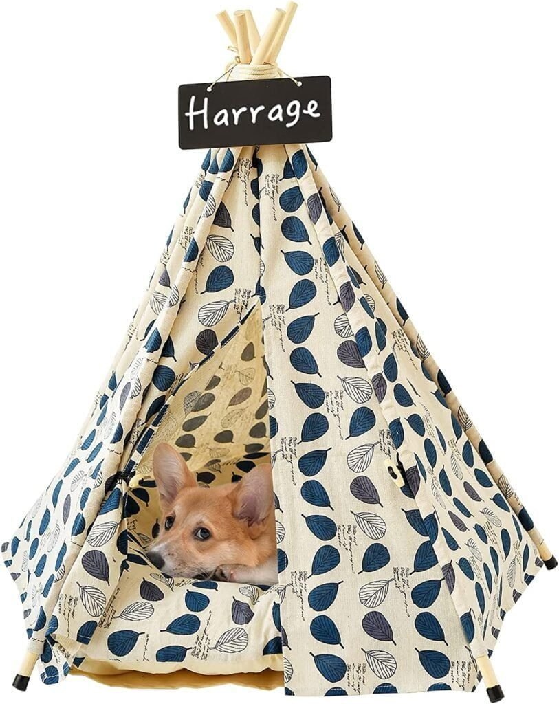 Harrage Folding Indoor Dogs House, Outdoor Portable, 24inch with Cushion Bed