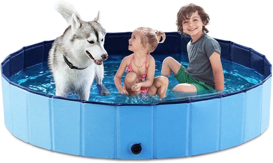 Jasonwell Foldable Dog Pet Bath Pool Collapsible Dog, Blue