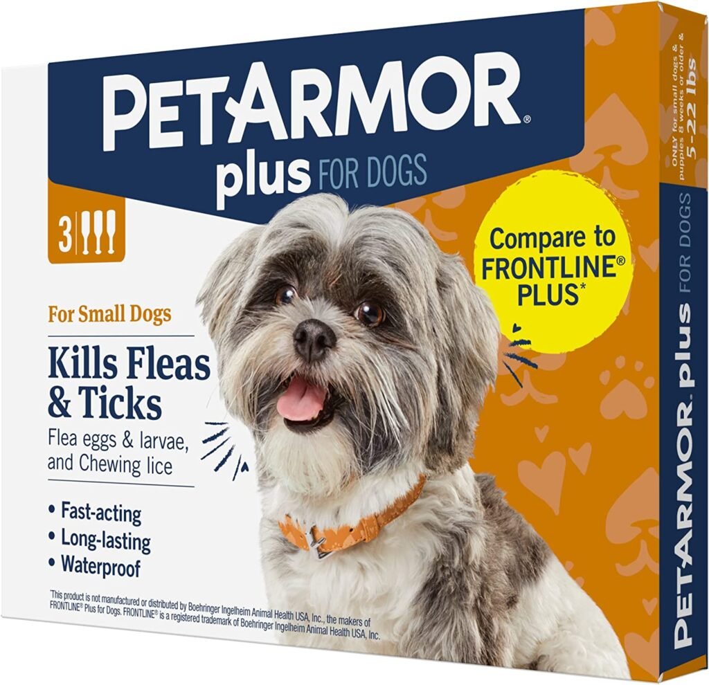 PetArmor Plus Flea and Tick Prevention for Dogs, Dog Flea and Tick Treatment, Small Dogs (5-22 lbs), 3 Doses