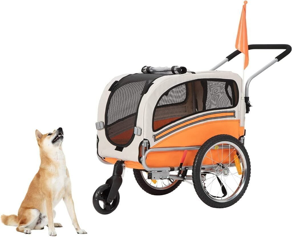 Sepnine & Leonpets pet Carry of 2 in1 pet Dog Bike Trailer Bicycle Trailer, Orange
