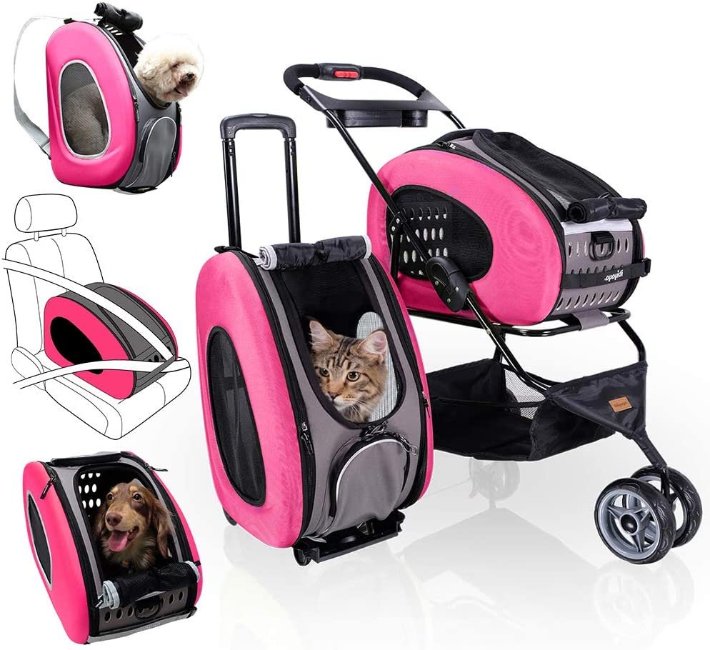 ibiyaya 5-in-1 Pet Carrier with Backpack, Pink