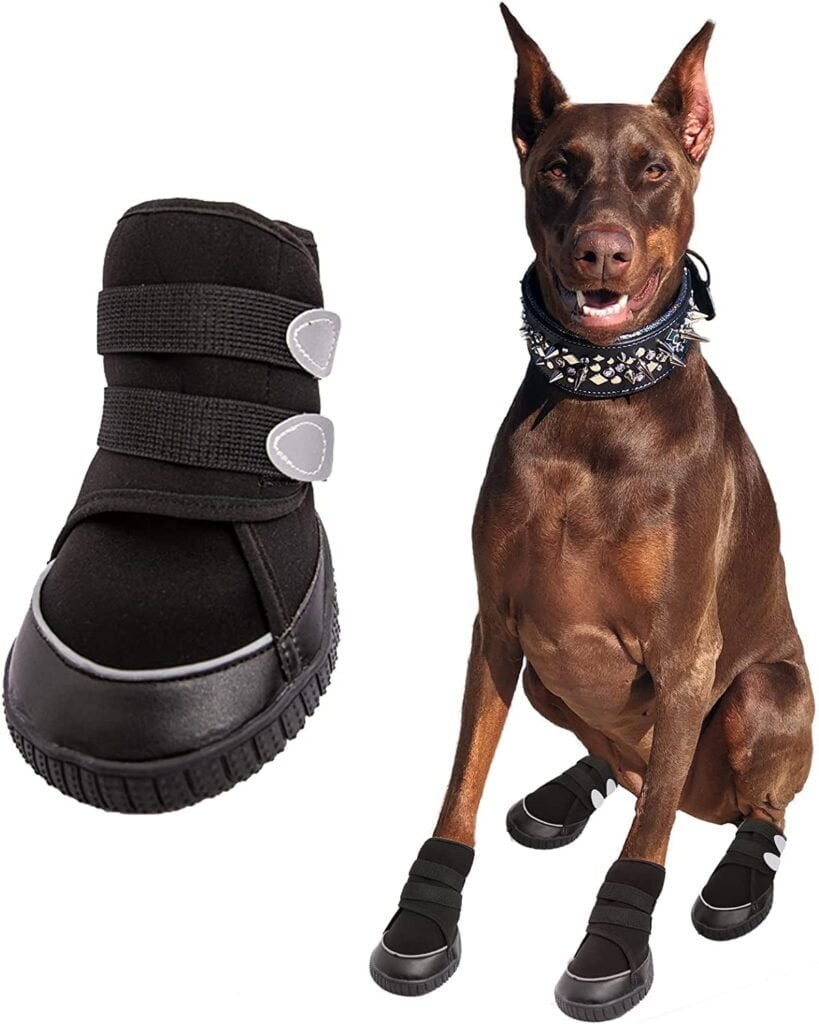 Adorepaw & Dog Shoes for Large Dogs with Reflective Straps, Dog Boots for Winter