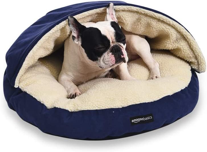 Amazon Basics Cozy Pet Cave Bed, Small 25 x 25 x 12 Inches, Blue