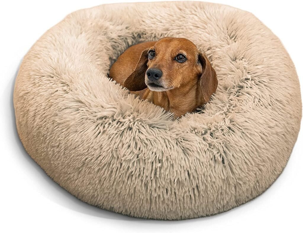 Best Friends by Sheri The Original Calming Donut Cat and Dog Bed in Shag Fur Taupe