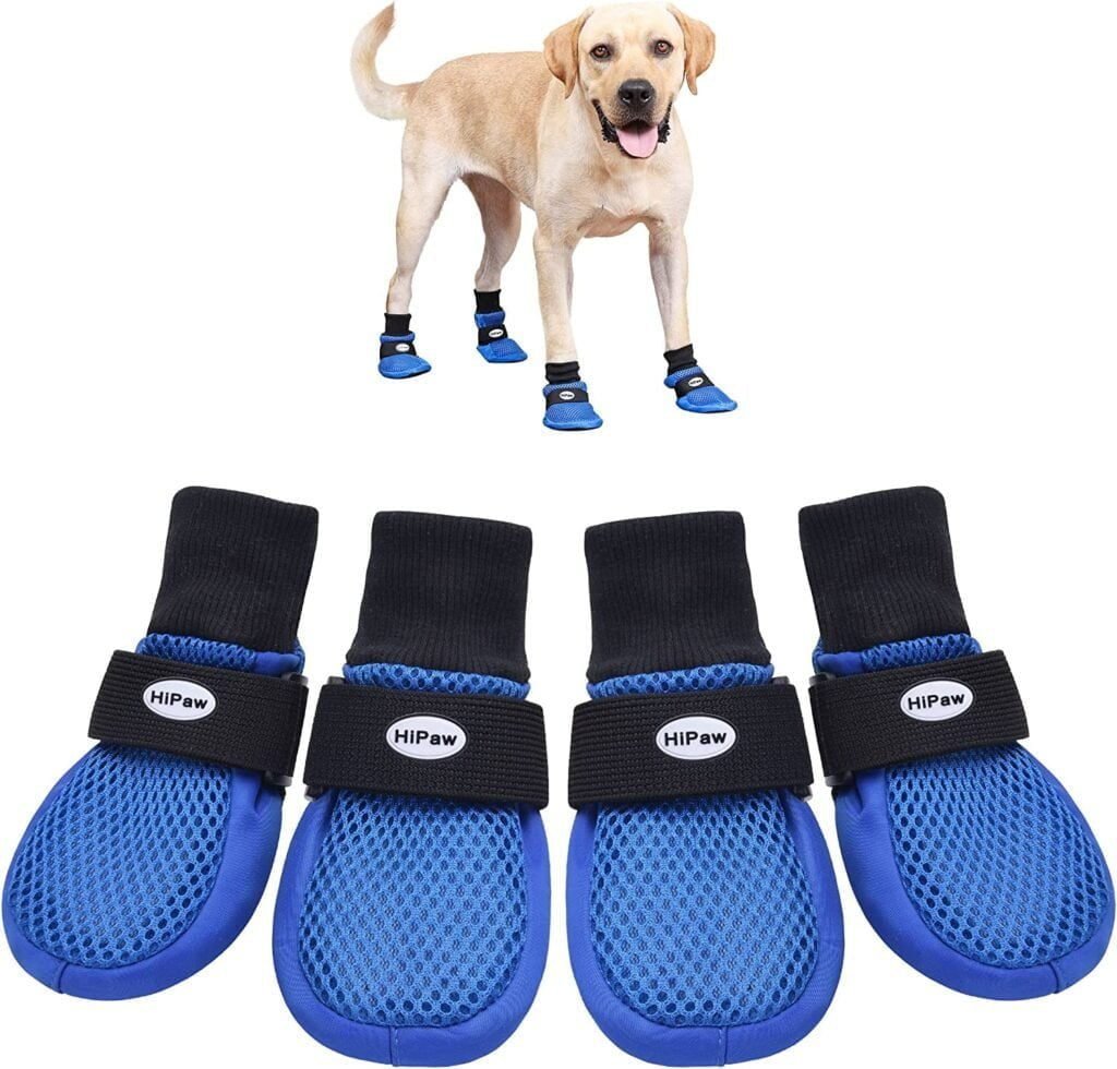 Hipaw Summer Breathable Dog Boots Nonslip Sole Paw Protector for Hardwood Floor, Dog shoes for summer