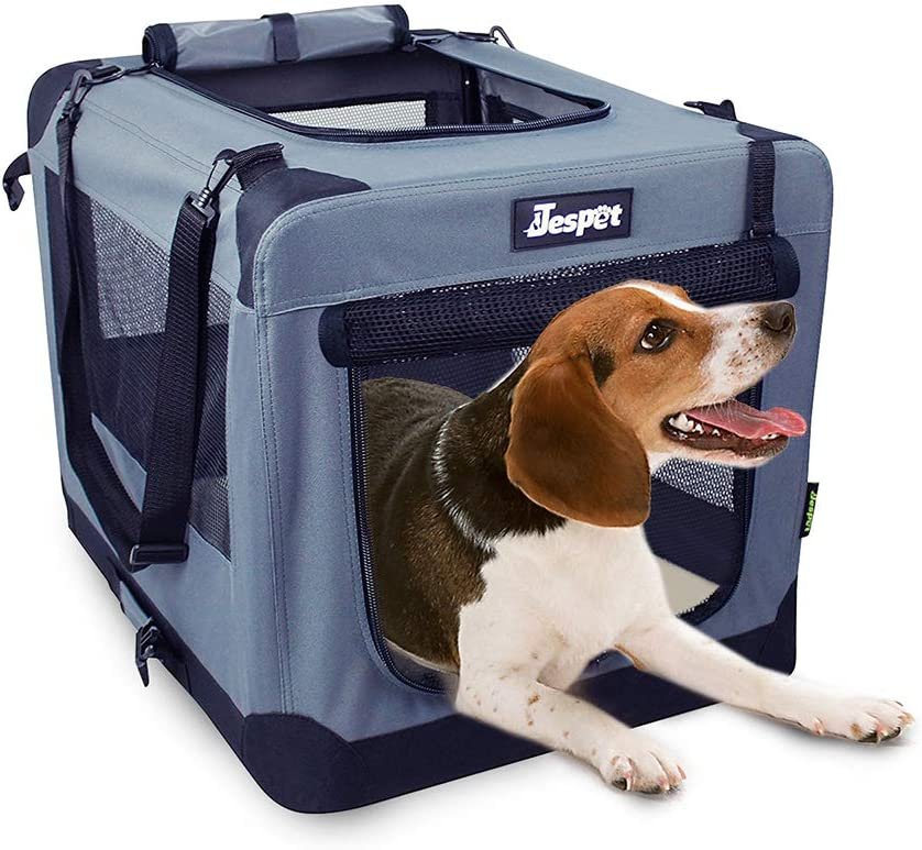 JESPET Soft Dog Crates Kennel for Pets, 3 Door Soft Sided Folding Travel Pet Carrier