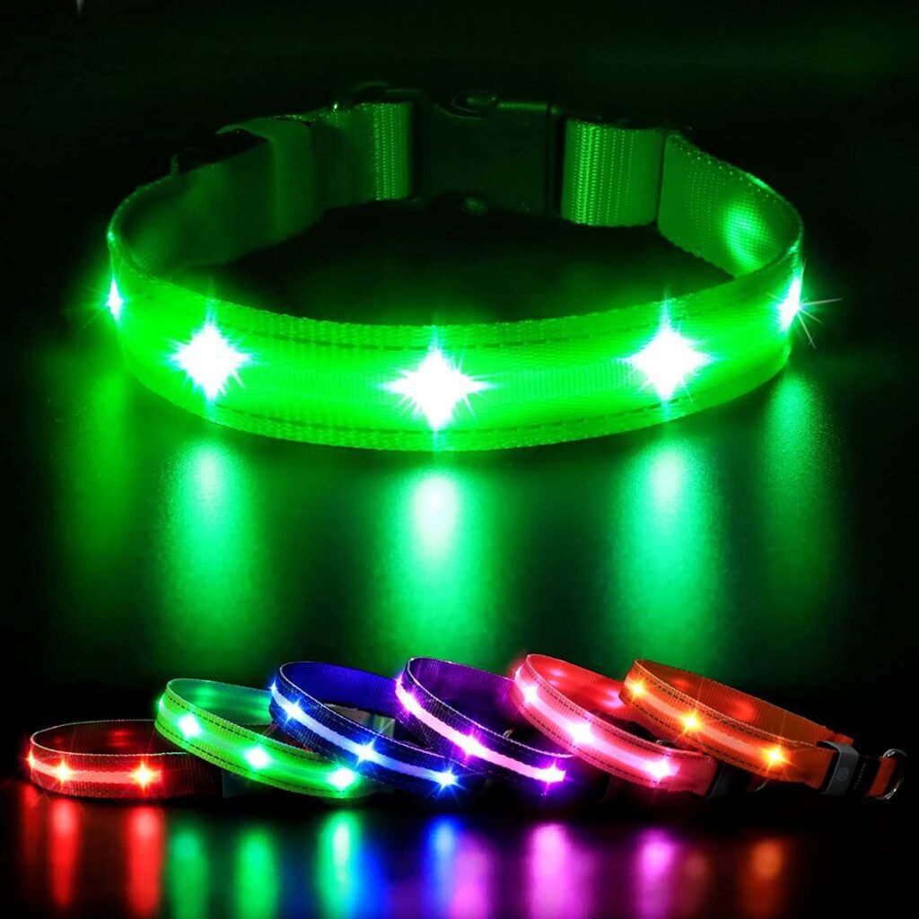 MASBRILL Rechargeable Light Up Dog Collars Water-Resistant for Enhanced Night Safety