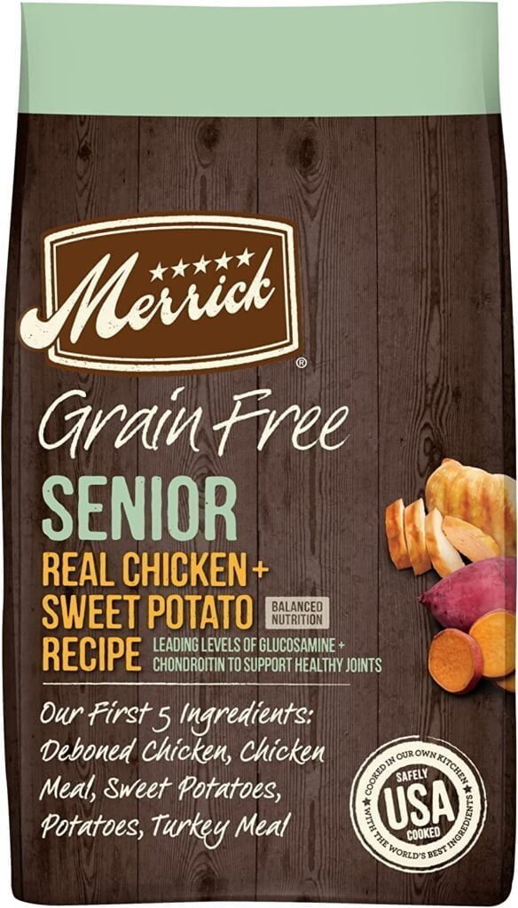 Merrick Senior Dry Dog Food, Real Chicken and Sweet Potato Grain Free Dog Food Recipe