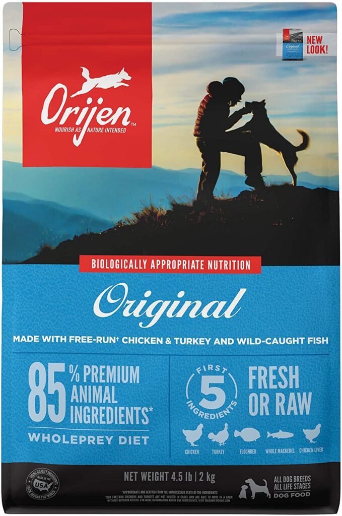 ORIJEN Dog Original Recipe, 4.5lb, High-Protein Grain-Free Dry Dog Food, Packaging May Vary