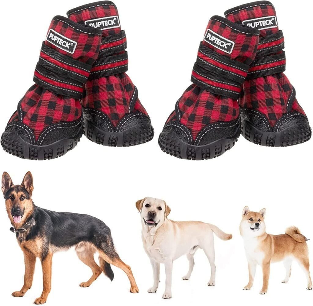 PUPTECK Dog Boots for Winter, Waterproof 2 Pairs Anti-Slip Paw Protector