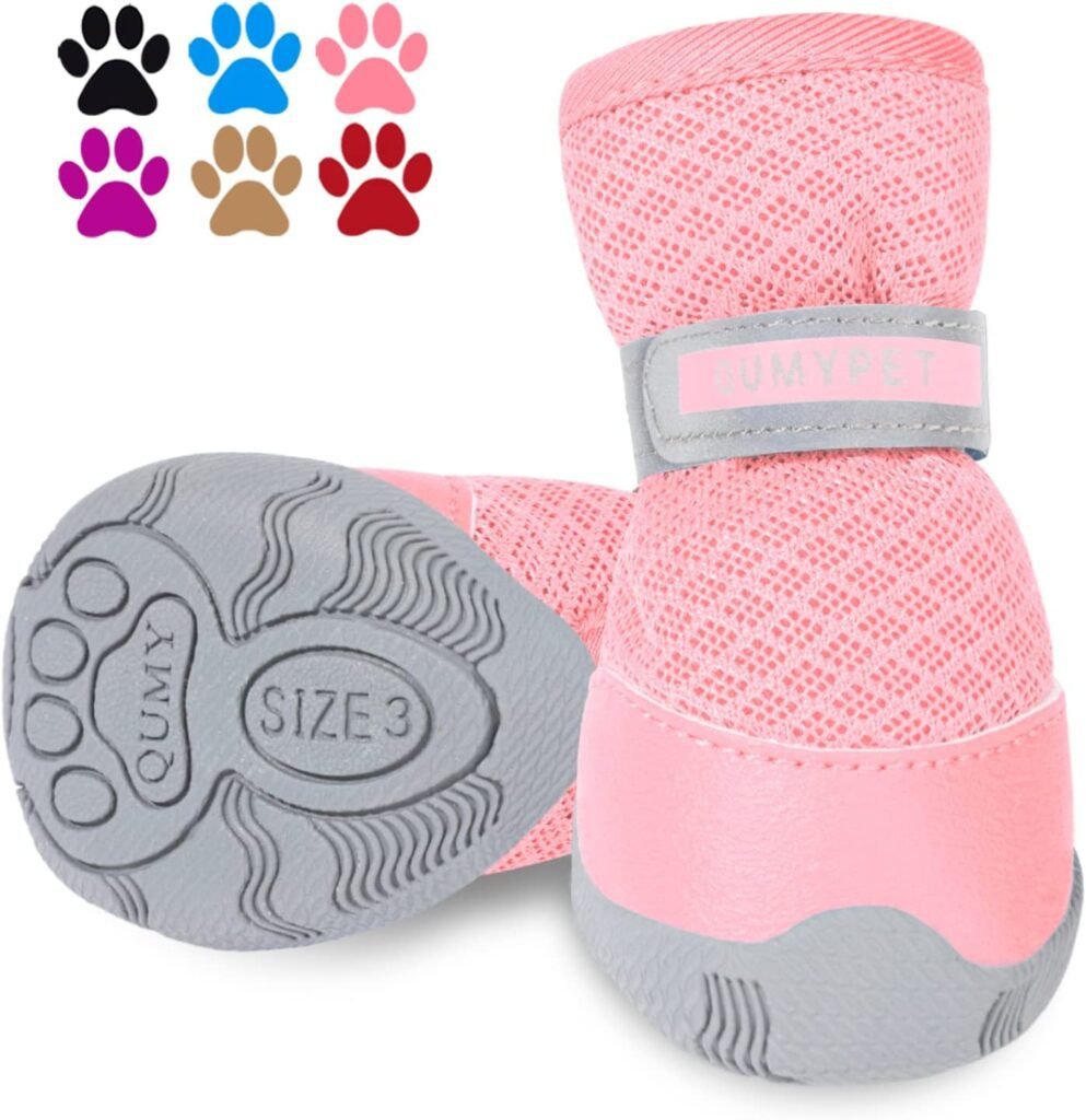 QUMY 2PCS Dog Shoes for Small Dogs Hot Pavement Summer Puppy Dog Boots