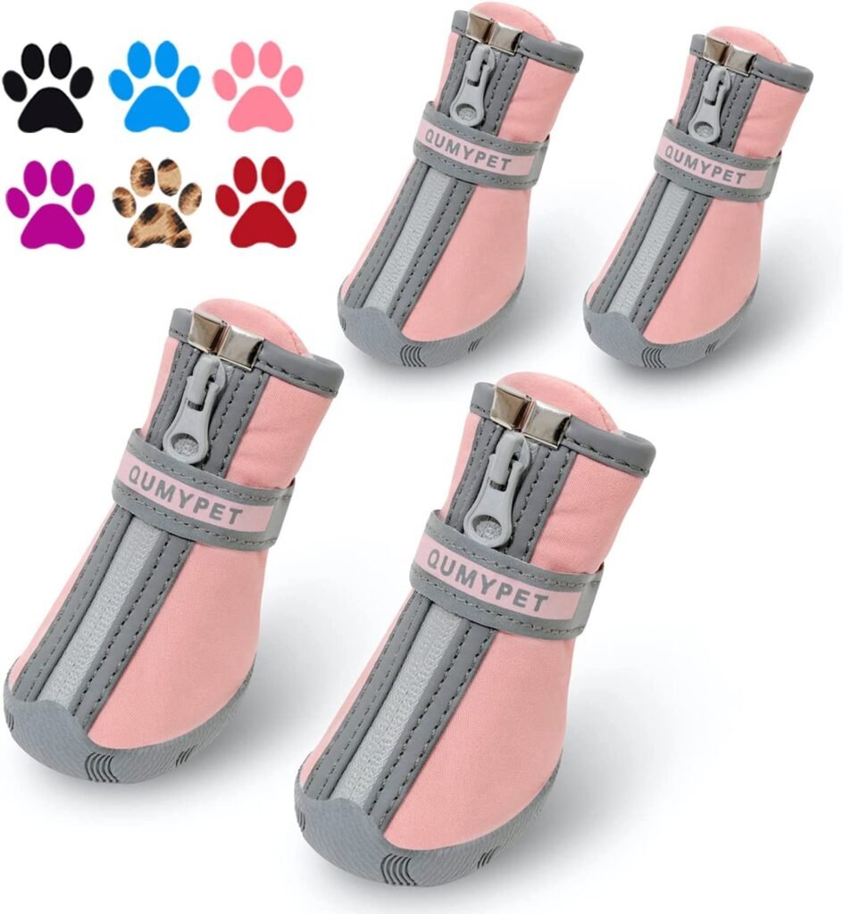 QUMY Dog Shoes for Small Dogs, Puppy Dog Boots & Paw Protectors for Winter Snowy Day