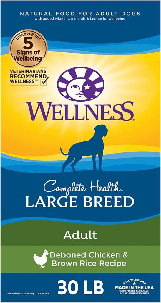 Wellness Complete Health Large Breed Dry Dog Food with Grains, Natural Ingredients, Made in USA with Real Meat