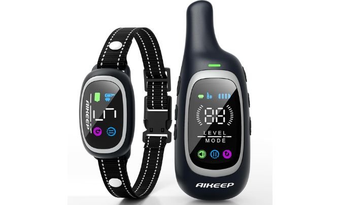 AIKEEP 2-in-1 Dog Shock Collar and Bark Collar – Best Versatile Anti-Bark Collar for Small, Medium & Large Dogs (5-120lbs)