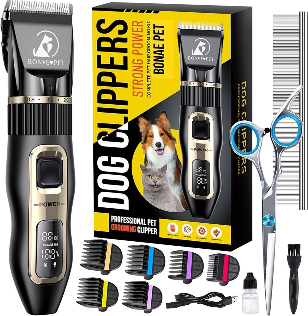 Bonve Pet Dog Grooming Kit - The Perfect Dog Hair Trimmer Grooming Kit for Small Dogs with Thick Coats