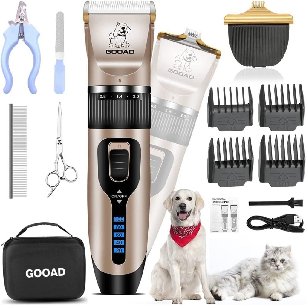 Gooad Professional Dog Clippers - A Low-Noise Grooming Kit for Small Dogs and Cats with Thick Coats