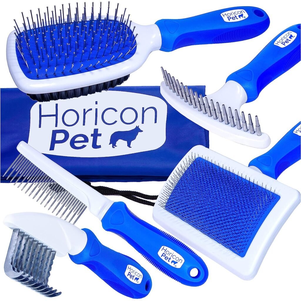 Horicon Pet 6 In 1 Premium Dog Brush Set - Comprehensive Dog Grooming Brush Kit

