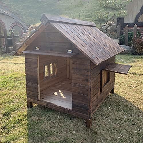 JYCCH Weatherproof Large Dog Kennel, Outdoor Wooden Dog House with Double-Windows