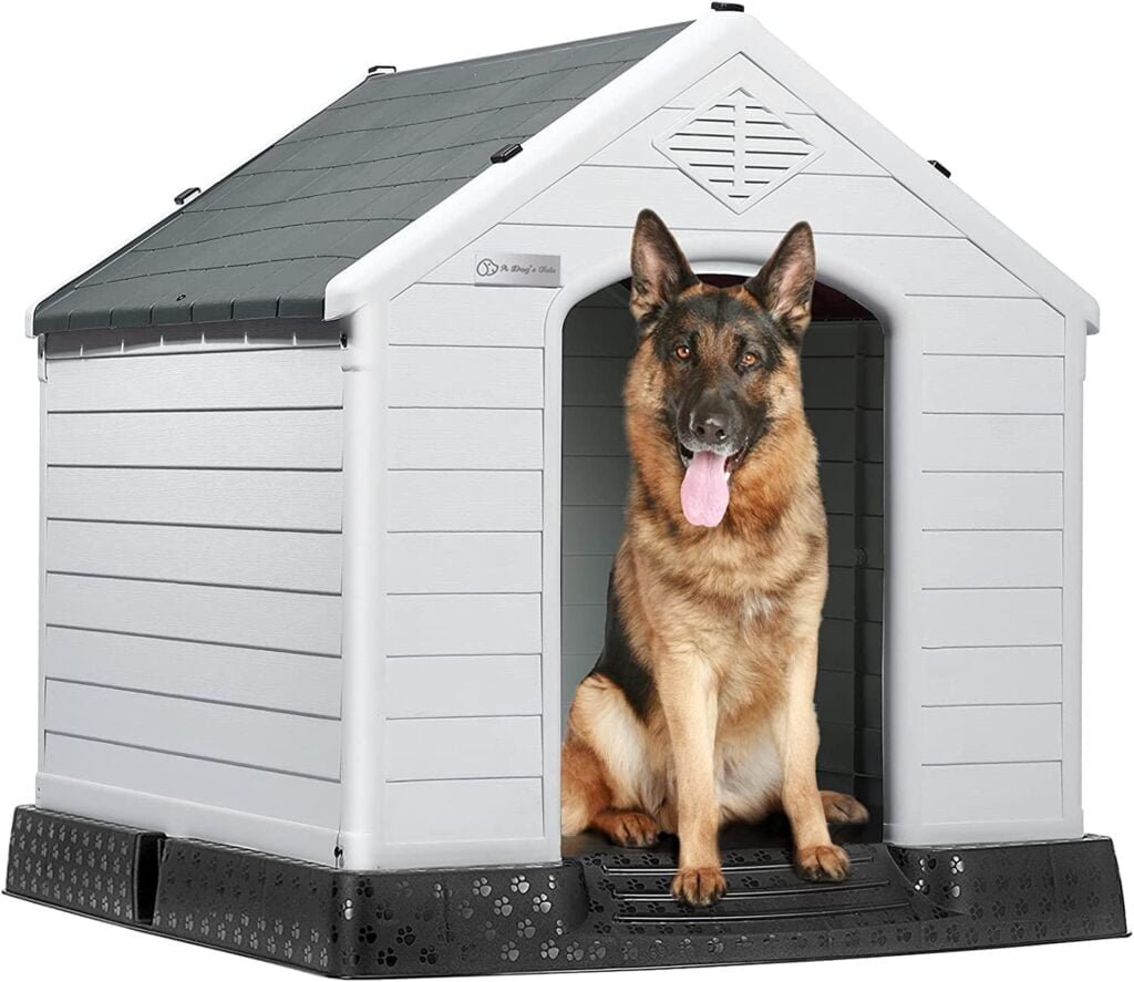 LEMBERI Durable Waterproof Plastic Dog House for Small to Large Sized Dogs