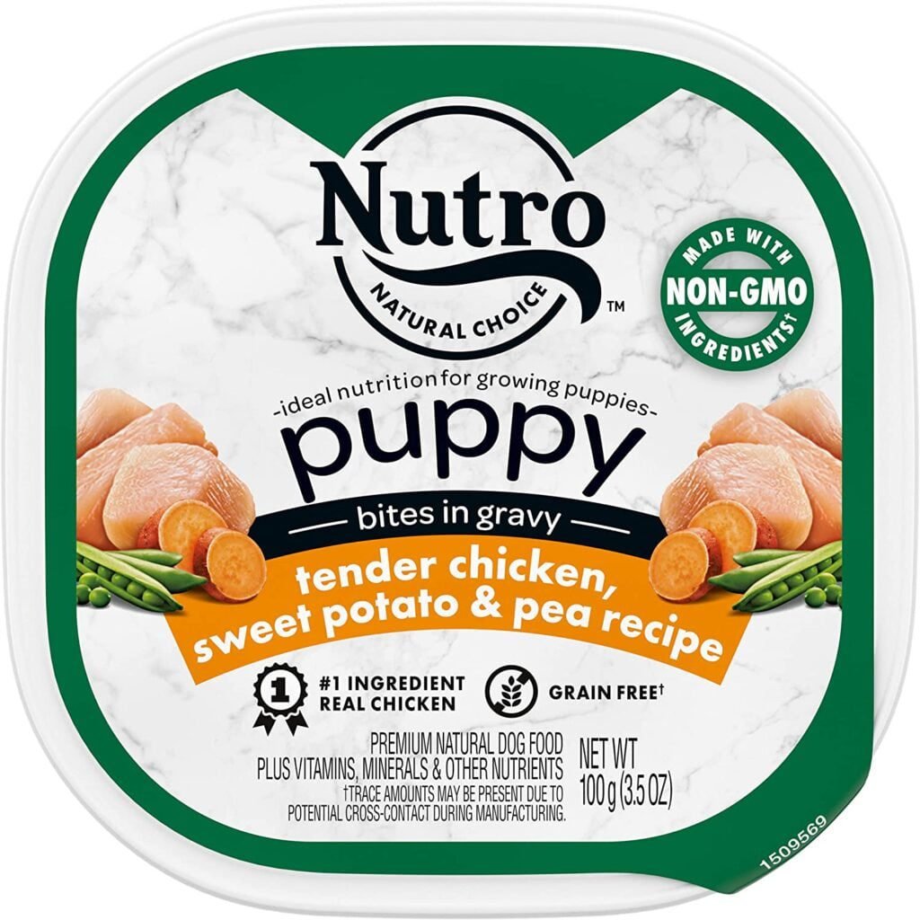 NUTRO PUPPY Grain Free Natural Wet Dog Food Bites in Gravy Tender Chicken, Sweet Potato & Pea Recipe