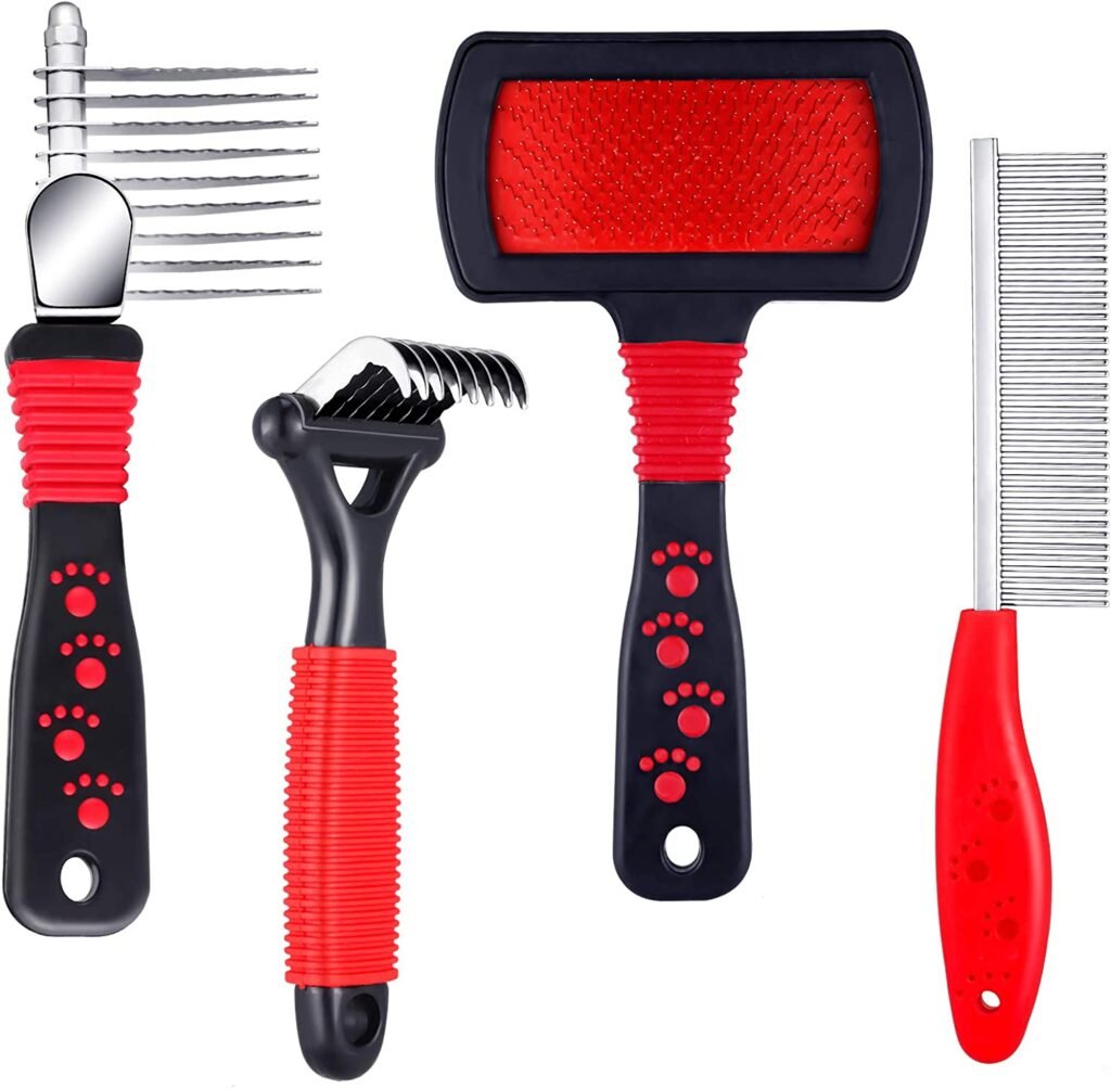 Patelai 4 Pieces Pet Comb Set - Versatile Grooming Tools for Dematting and Cleaning


