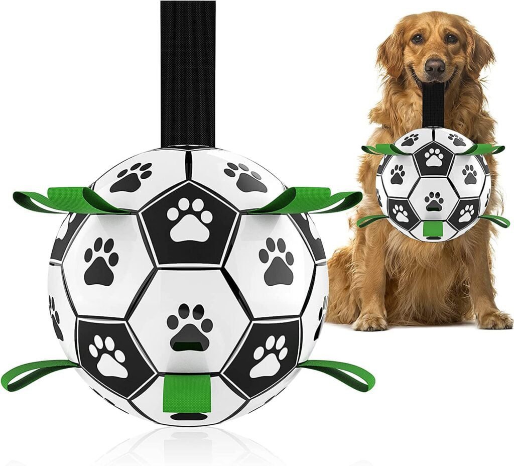 QDAN Dog Toys Soccer Ball with Straps Review: World Cup Fun for Energetic Labradors - Interactive Tug of War and Water Play!