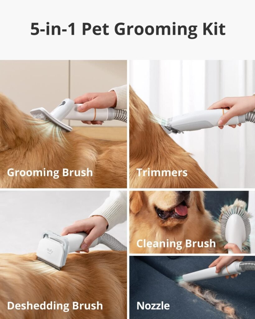 eufy Clean by Anker N930 Pet Grooming Kit with Vacuum, 5-in-1 Grooming Kit