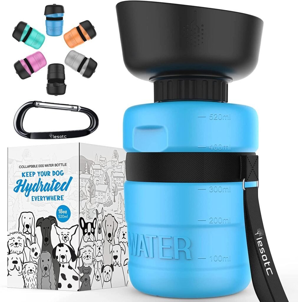 lesotc Upgraded Dog Water Bottle Foldable, Portable Dog Water for Outdoor Walking, Hiking, Travel