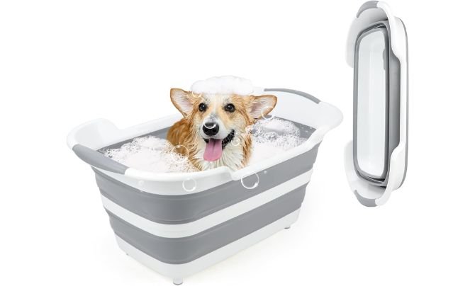 FHTONGE Elevated Collapsible Dog Bathtub with Drainage