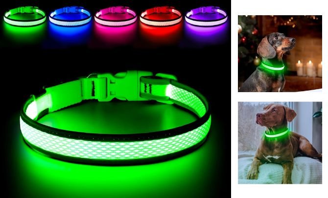 Flashseen LED Dog Collar — Best Soft-Mesh Comfortable Flashing Dog Collar for Sensitive Dogs