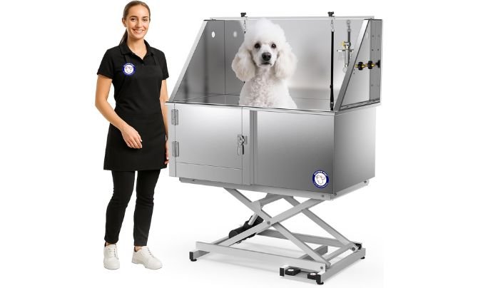 Flying Pig 50" Stainless Steel Professional Electric Lift Pet Grooming Tub