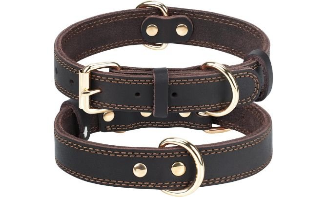 Joytale Leather Dog Collar for Large Dogs - Best Heavy-Duty Genuine Leather Collar for Big Breeds