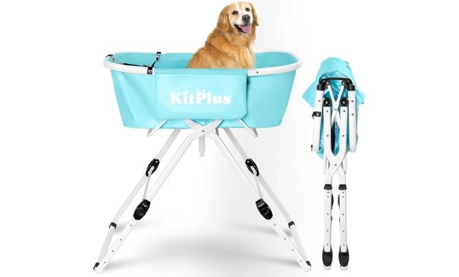 KITPLUS Elevated Portable Dog Bathtub