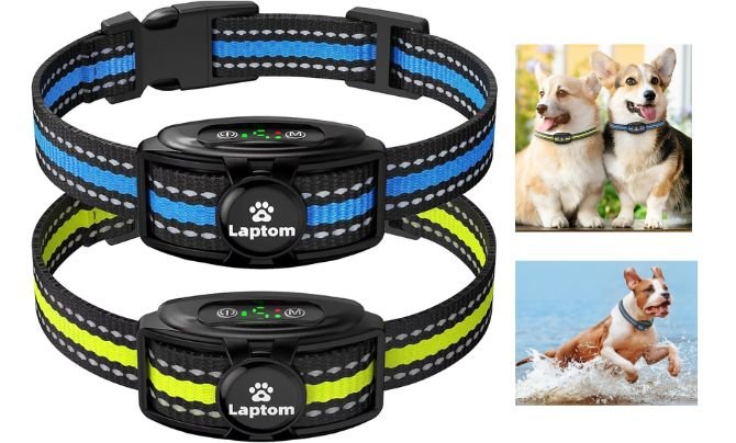 Laptom Pro 2-Pack Smart Bark Collar – Adjustable Sensitivity & Waterproof
